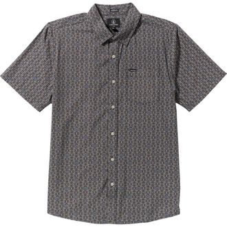 Volcom Scaler Stone Short Sleeve Button-Up Shirt in Midnight Blue at Nordstrom, Size X-Large