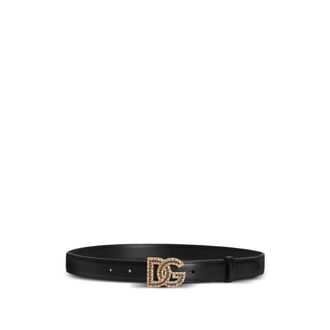 Dolce & Gabbana Belts, female, Black, Size: 75 CM Logo Calfskin Belt