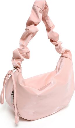 Generic Women Synthetic Leather Pleated Vintage Hobo Handbag with Zipper Daily Use(Pink) (Pink)