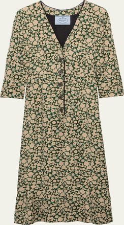 Prada Sable Floral Midi Dress