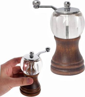 OEM 1 Molinillo De Pimienta Manual, Molinillo Manual Con Ventana Acr&iacute;lica, Mecanismo De Molienda De Cer&aacute;mica Ajustable, 610,5 Cm, Marr&oacute;n