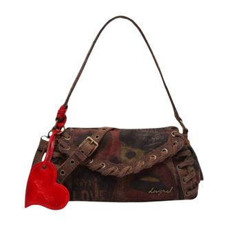 Desigual Bag Graffiatto Zara - Dames - Tassen - Bruin - Maat: ONE Size Katoen
