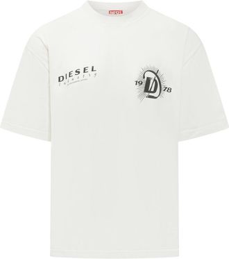 Diesel White Graphic Crew Neck T-Shirt