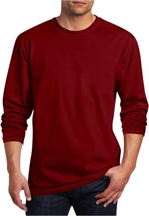 Generic Long Sleeve T Shirt Mens Basic Sports Tops Lightweight Mens Plain Crew Neck T-Shirt Loose Fit Tee Shirt Cotton Pullover Breathable Long Sleeve T-Shirt