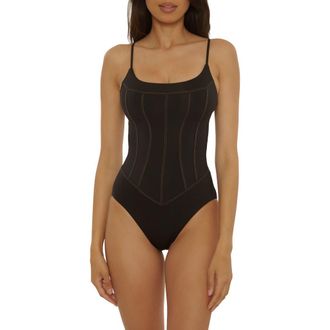 BECCA by Rebecca Virtue Halter One-Piece Swimsuit in Black at Nordstrom, Size Medium