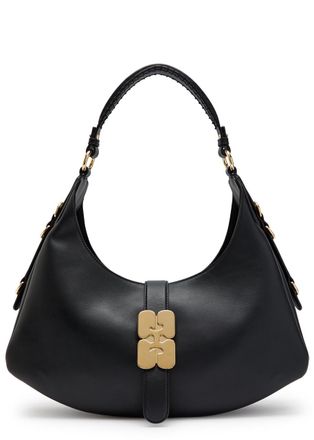Ganni Kat Small Leather Shoulder bag - Black - One Size