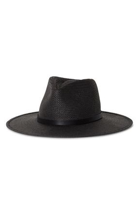 Janessa Leon&eacute; Sherman Packable Straw Fedora in Black at Nordstrom, Size X-Large
