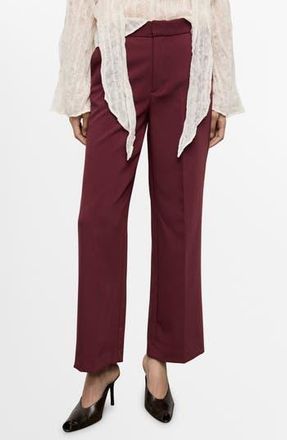 Mango High Waist Straight Leg Pants in Maroon at Nordstrom Rack, Size 4