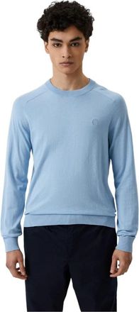 Trussardi Heren Katoen Linnen Trui - Heren - Ronde hals truien - Blauw - 2XL - Katoen - Truien & Vesten