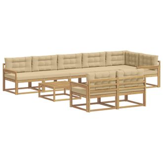 vidaXL Conjunto De Sof&aacute;s De Exterior 9 Uds. Y Beige Poli&eacute;ster Vidaxl