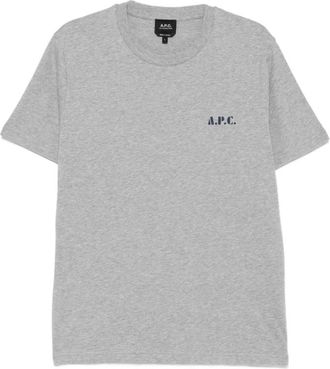 A.P.C. Carlos Stamp Logo T-Shirt - Heren - T-shirts - Grijs - S - Katoen - Tops