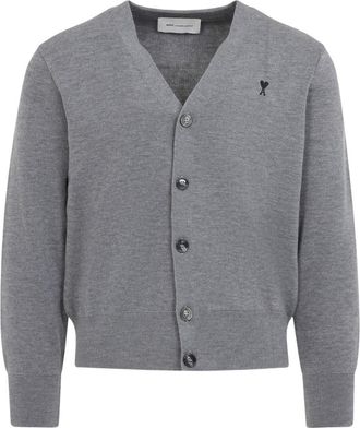 Ami Heather Grey V Neck Cardigan
