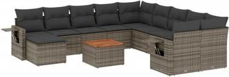 vidaXL Set De Sof&aacute;s De Jard&iacute;n 12 Pzas Con Cojines Rat&aacute;n Sint&eacute;tico Gris Vidaxl