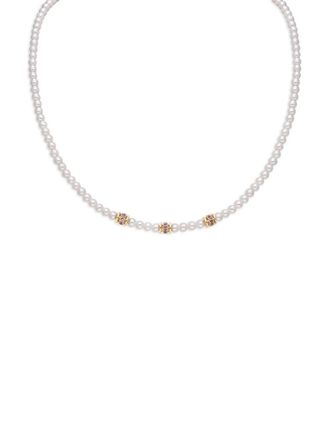 Moksh 18K gold Kyoto sapphire pearl necklace - women - 18kt Yellow Gold/Pink Sapphire/Freshwater Pearl - One Size