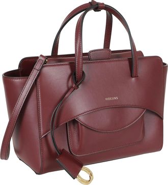 Hidesins Wine Structured Flap M Two-Tone Leather Tote Bag
