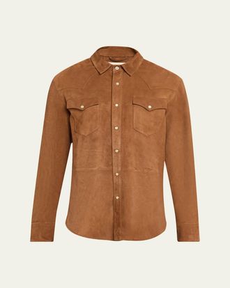 Officine G&eacute;n&eacute;rale Mens Suede Western Overshirt
