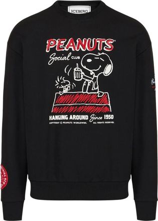 Iceberg Peanuts Graphic Crewneck Sweatshirt - Heren - Sweatshirts - Zwart - 2XL - Katoen - Hoodies & sweatvesten