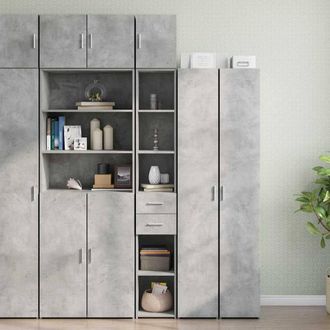 Berkfield Home Slim Storage Cabinet Concrete Grey 30x42.5x225 cm Engineered Wood