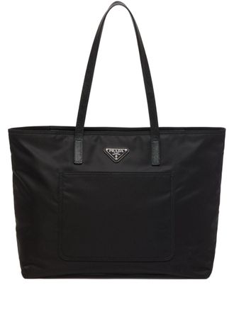 Prada Re-Nylon shopper met borduurwerk - Zwart