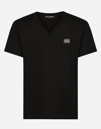 Black V-neck T-shirt Dolce & Gabbana - Vitkac Italy
