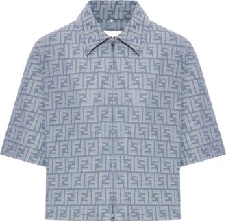 Fendi Ff Chambray Denim Cropped Jacket