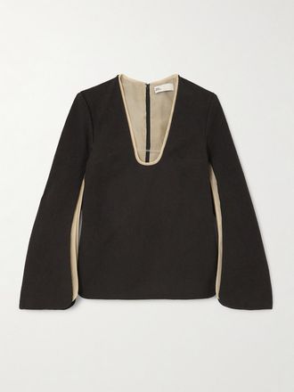 Tory Burch Blusa In Cr&ecirc;pe A Strati - Marrone