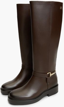 Tommy Hilfiger Womens Leather Riding Boot - Cocoa - US 6.5 / EU 37