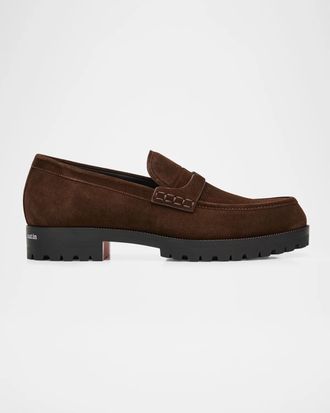 Christian Louboutin Men & apos;s Cavavin Leather Lug-Sole Penny Loafers