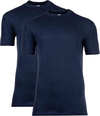 HOM Mens T-Shirt Crew Neck Pack of 2 - Tee Shirt Harro New, Short Sleeve, Round Neck, Plain, blue, M