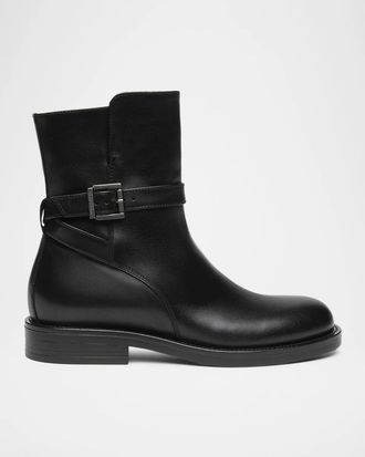 Nero Giardini Buckled Leather Ankle Boots