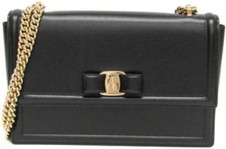 Ferragamo Pre-owned Cross Body Bags, female, Black, Size: ONE SIZE Pre-owned Leather Crossbody Bag