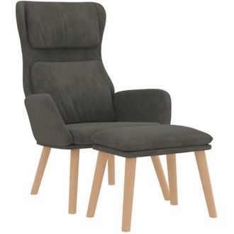 vidaXL Sill&oacute;n De Relax Con Taburete Terciopelo Gris Oscuro Vidaxl