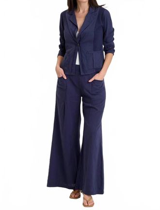 Xcvi Brayden Cotton Linen One-Button Blazer In Navy
