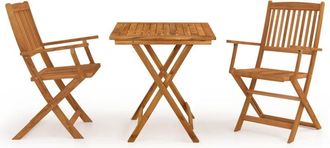 vidaXL 3 Piece Folding Garden Dining Set Solid Acacia Wood Vidaxl