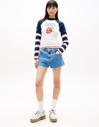 Tommy Hilfiger Womens Tommy Jeans Raw Hem Denim Short - Denim Medium - 30