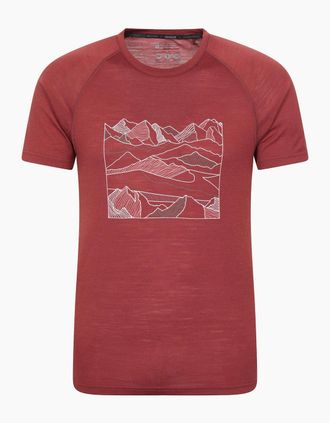 Mountain Warehouse Mens Mountain Warehouse Mens Quest Printed Merino Blend Thermal Top - Red - Size: 44