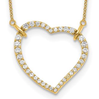Diamond2Deal 14k Gold Round Cut 0.70 Ct Lab Grown Diamond Open Heart Pendant Necklace 18