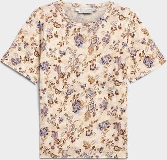 Contemporaine Womens Patterned pure linen slub T-shirt