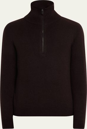 Brioni Mens Cashmere and Silk Knit Half-Zip Sweater