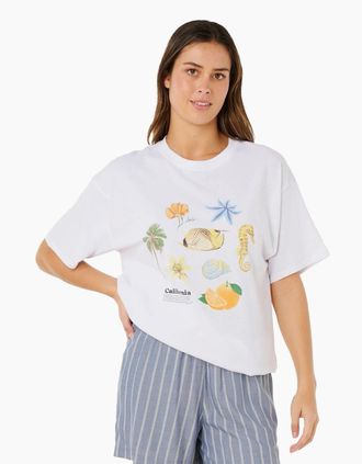 Rip Curl Womens Rip Curl Womens Poolside Heritage Short Sleeve T-Shirt - White - Size: 18/16