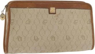 Dior Pre-owned Canvas Clutch - Dames - Vintage Clutch - Beige - ONE Size - Leer - Vintage