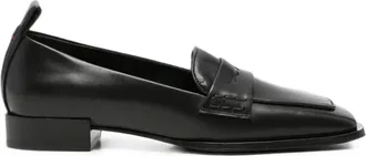 Aeyde Schoenen, Dames, Zwart, 37 1/2 EU, Leer, Julie 25mm Square-Toe Loafers