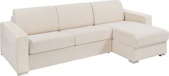 Vente-Unique Divano Letto Angolare Reversibile Express In Tessuto Beige Letto 140 Cm Con Doghe Larghe Materasso 18 Cm - Calito