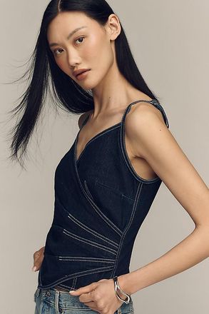 Pilcro Denim Strappy Wrap Tank Top