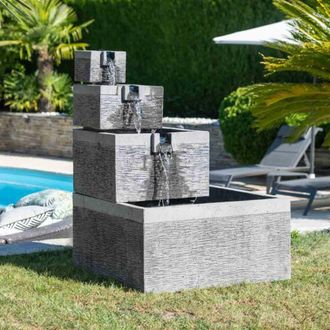 Wanda Collection Wanda Collection - Fuente De Jard&iacute;&shy;n Estanque Cuadrado 4 Copas Negro Gris