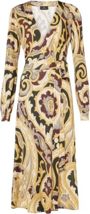 Etro Midi Kimono Jurk - Dames - Wikkelkleedje - Veelkleurig - L - Kleedjes