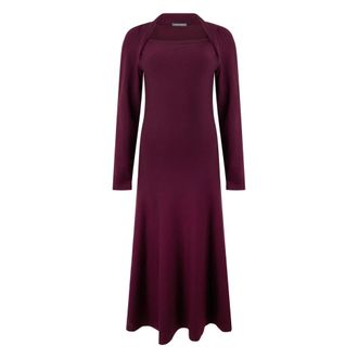 Alberta Ferretti Midi Jurk - Dames - Kleedjes - Paars - S - Wol - Kleedjes