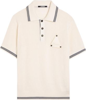Jacquemus Le Polo Voilier Open-knit Silk and Cotton-blend Polo Shirt - Off White - XL