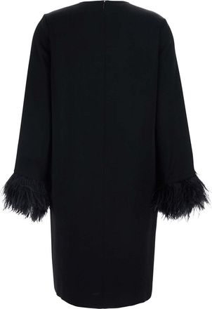 Antonelli Womens Dress Violetta Black Satin With Feathers
