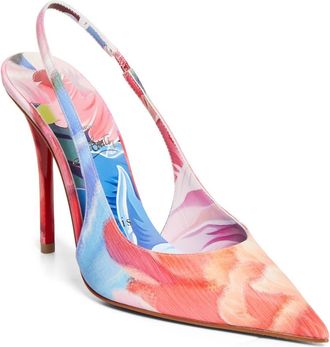 Christian Louboutin Miss Z Pointed Toe Slingback Pump in Multi/Lin Multi at Nordstrom, Size 10.5Us
